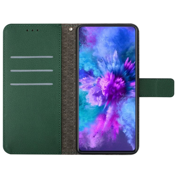 HT06 For Xiaomi Poco C75 4G / Redmi 14R 5G / 14C 4G Wallet Phone Case Imprint PU Leather Flip Folio Cover - Green