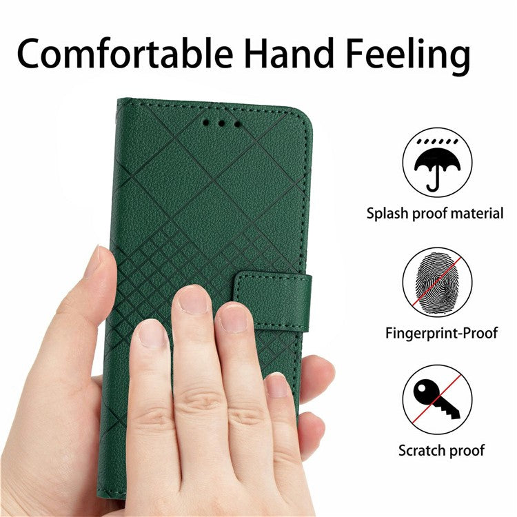 HT06 For Xiaomi Poco C75 4G / Redmi 14R 5G / 14C 4G Wallet Phone Case Imprint PU Leather Flip Folio Cover - Green