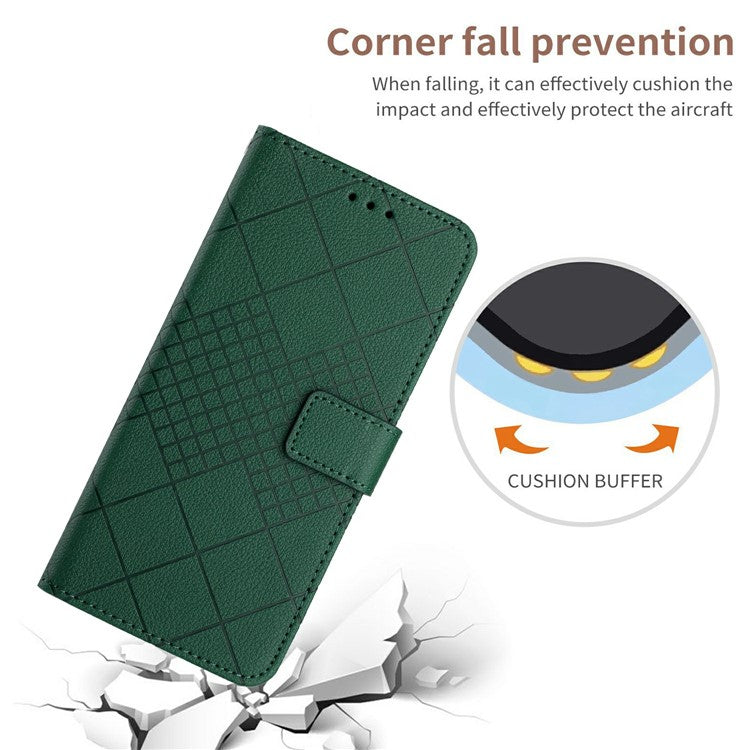 HT06 For Xiaomi Poco C75 4G / Redmi 14R 5G / 14C 4G Wallet Phone Case Imprint PU Leather Flip Folio Cover - Green