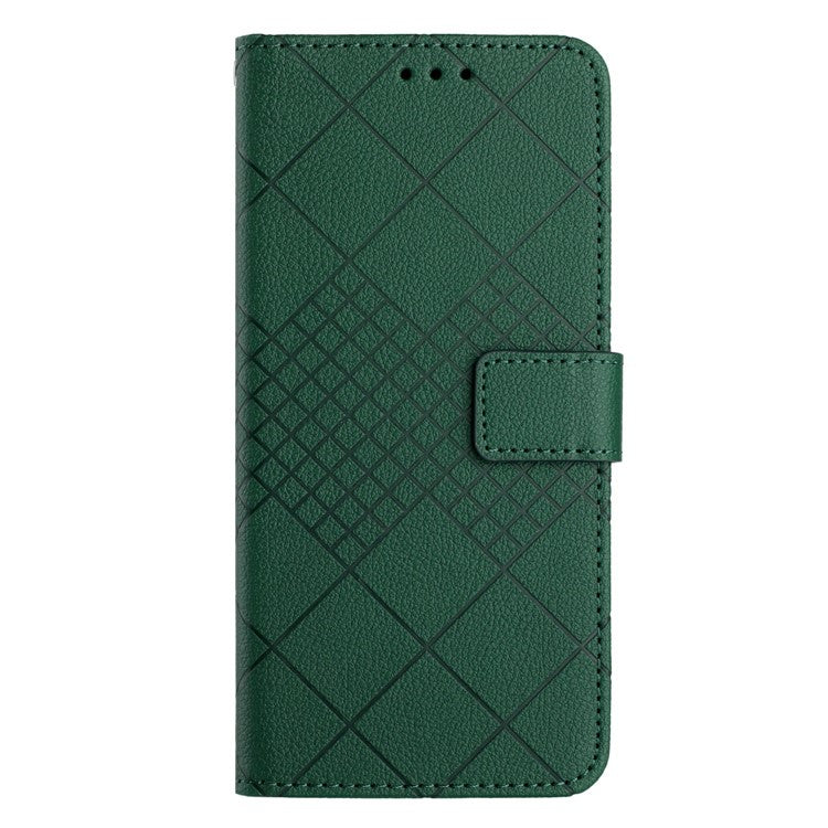 HT06 For Xiaomi Poco C75 4G / Redmi 14R 5G / 14C 4G Wallet Phone Case Imprint PU Leather Flip Folio Cover - Green