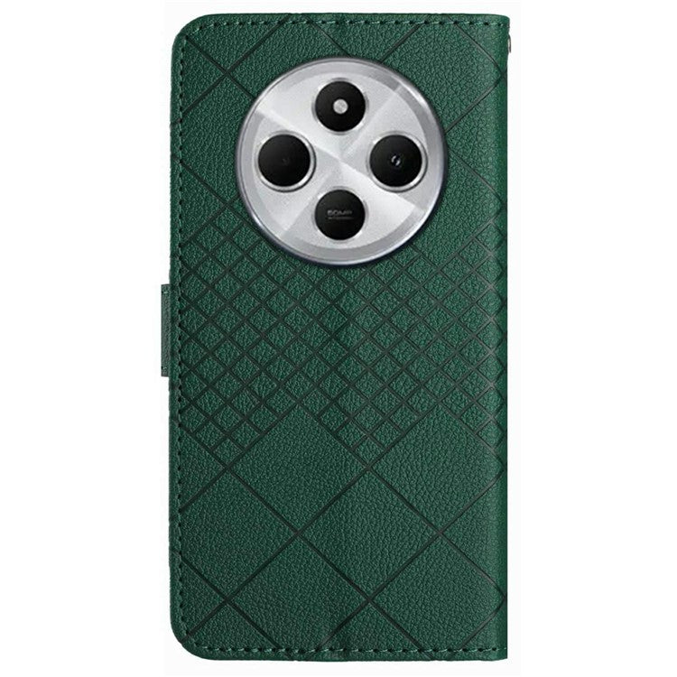 HT06 For Xiaomi Poco C75 4G / Redmi 14R 5G / 14C 4G Wallet Phone Case Imprint PU Leather Flip Folio Cover - Green