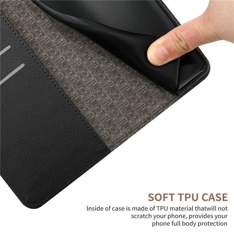 HT06 For Xiaomi Poco C75 4G / Redmi 14R 5G / 14C 4G Wallet Phone Case Imprint PU Leather Flip Folio Cover - Black