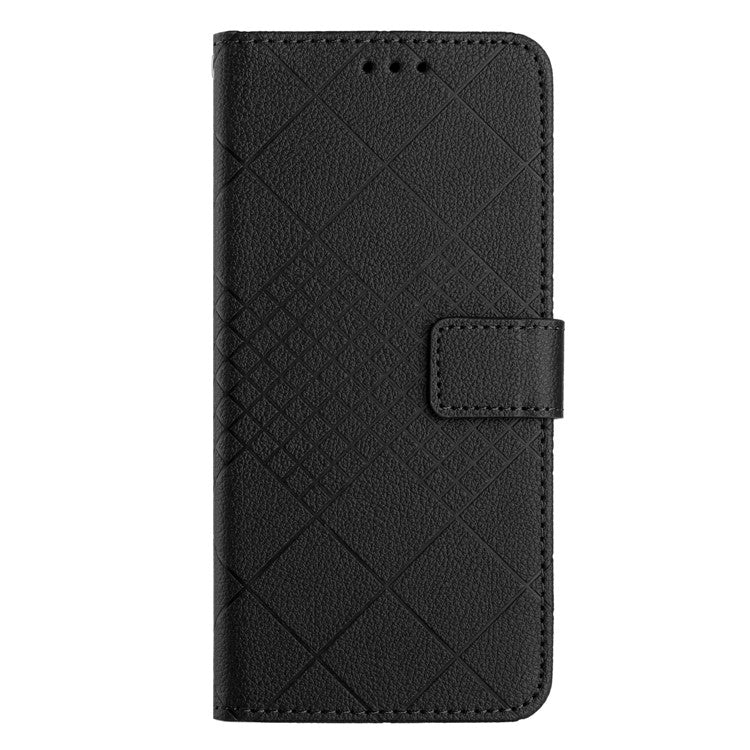 HT06 For Xiaomi Poco C75 4G / Redmi 14R 5G / 14C 4G Wallet Phone Case Imprint PU Leather Flip Folio Cover - Black