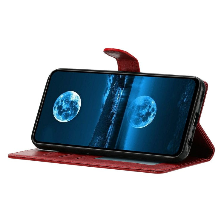 For Xiaomi Poco C75 4G / Redmi 14R 5G / 14C 4G Leather Phone Case Wallet Stand Cover with Handy Strap - Red