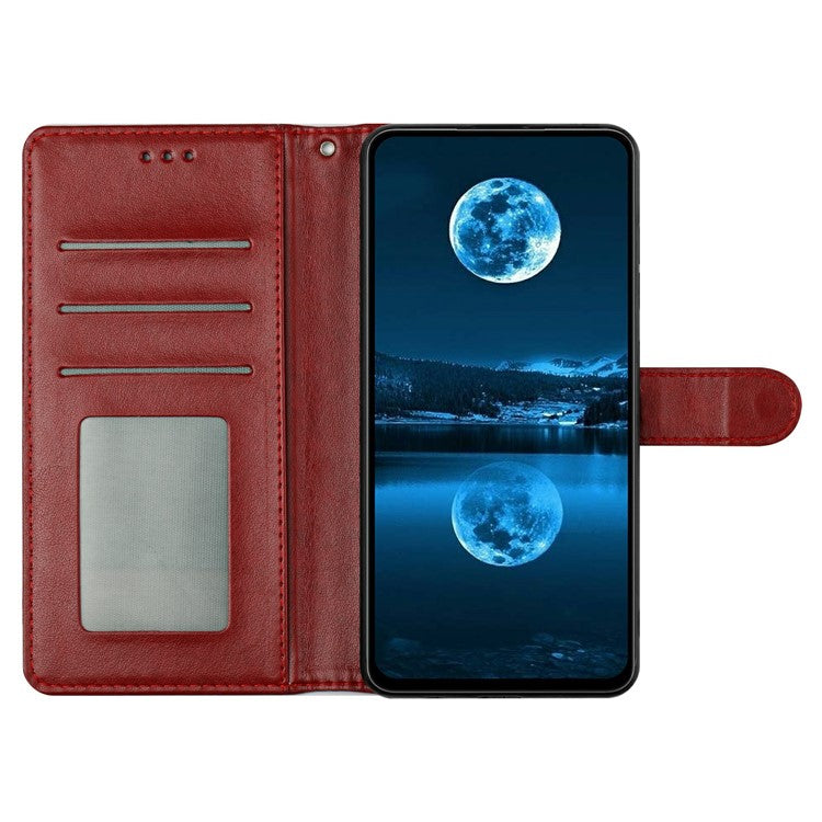 For Xiaomi Poco C75 4G / Redmi 14R 5G / 14C 4G Leather Phone Case Wallet Stand Cover with Handy Strap - Red