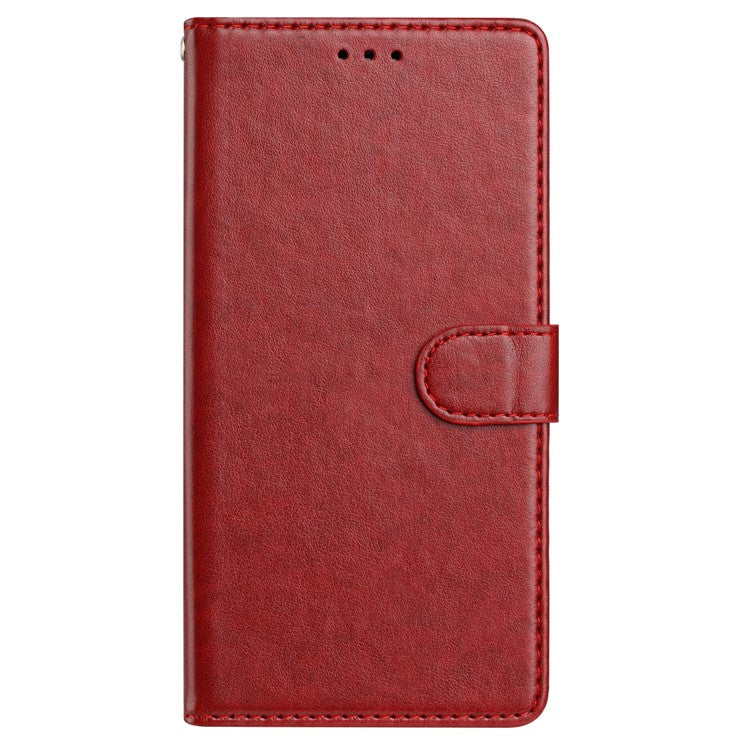 For Xiaomi Poco C75 4G / Redmi 14R 5G / 14C 4G Leather Phone Case Wallet Stand Cover with Handy Strap - Red