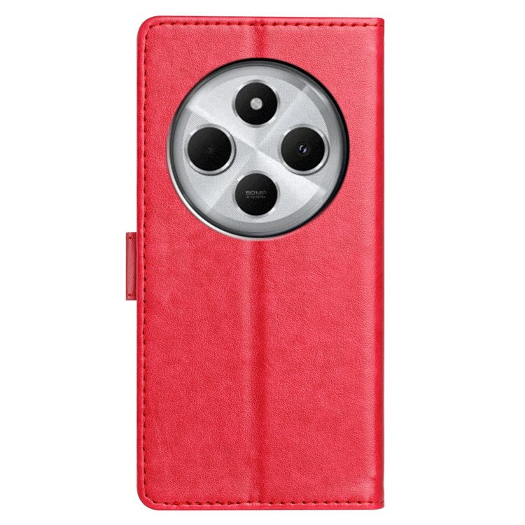 For Xiaomi Poco C75 4G / Redmi 14R 5G / 14C 4G Leather Phone Case Wallet Stand Cover with Handy Strap - Rose