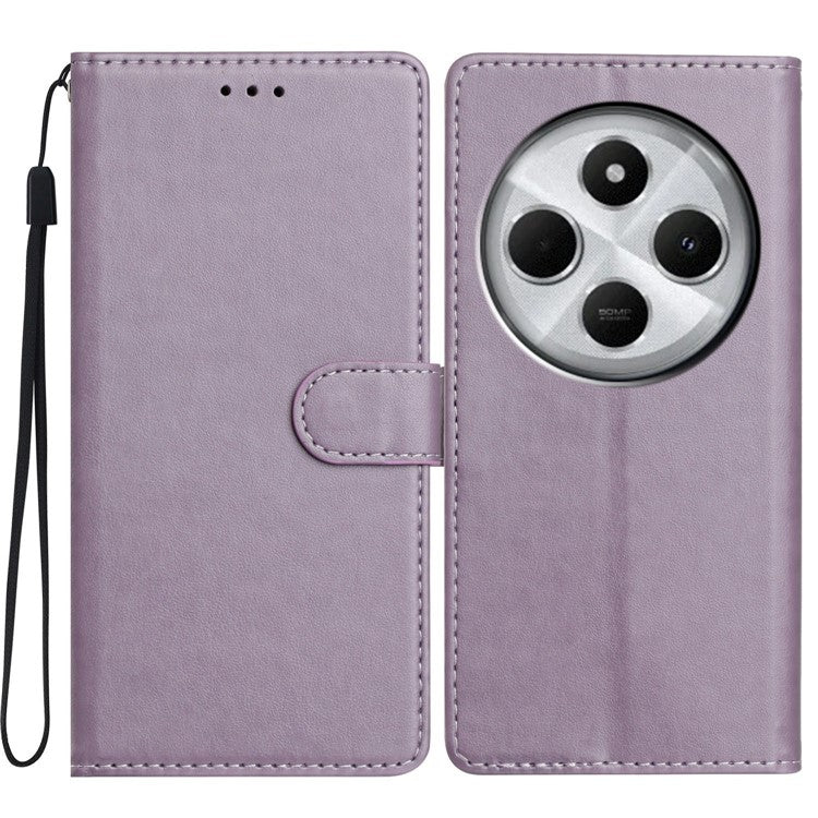 For Xiaomi Poco C75 4G / Redmi 14R 5G / 14C 4G Leather Phone Case Wallet Stand Cover with Handy Strap - Purple