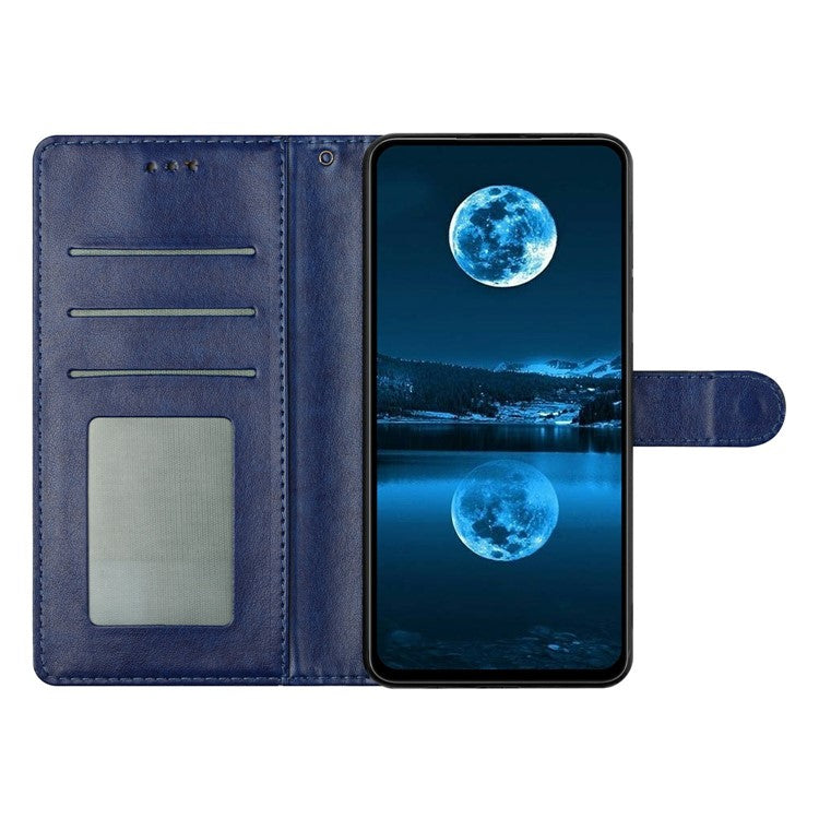 For Xiaomi Poco C75 4G / Redmi 14R 5G / 14C 4G Leather Phone Case Wallet Stand Cover with Handy Strap - Blue