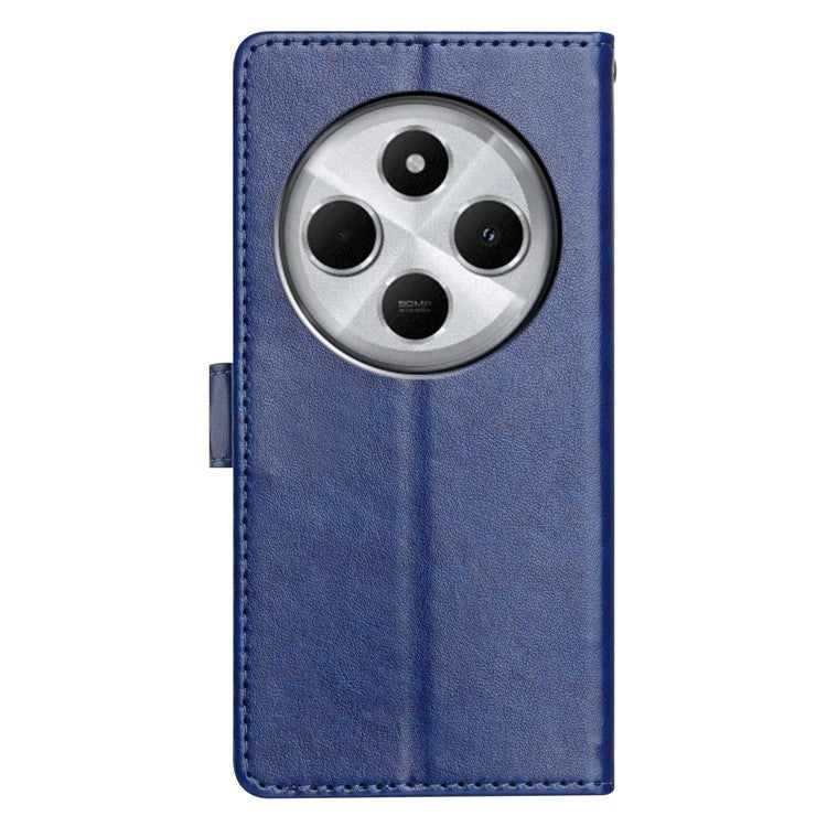 For Xiaomi Poco C75 4G / Redmi 14R 5G / 14C 4G Leather Phone Case Wallet Stand Cover with Handy Strap - Blue