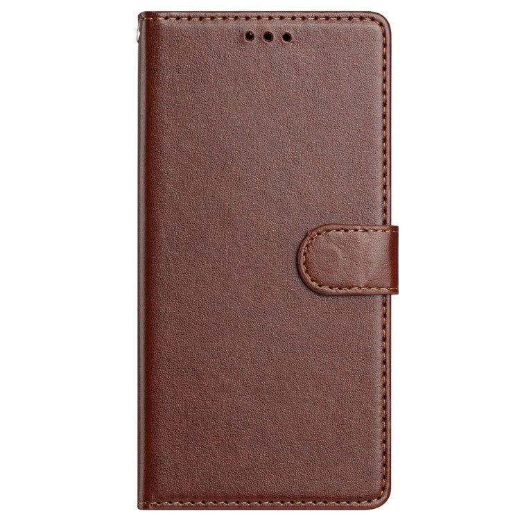 For Xiaomi Poco C75 4G / Redmi 14R 5G / 14C 4G Leather Phone Case Wallet Stand Cover with Handy Strap - Brown