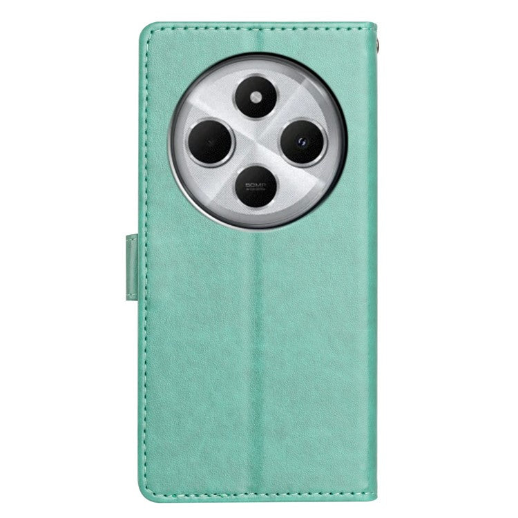 For Xiaomi Poco C75 4G / Redmi 14R 5G / 14C 4G Leather Phone Case Wallet Stand Cover with Handy Strap - Green