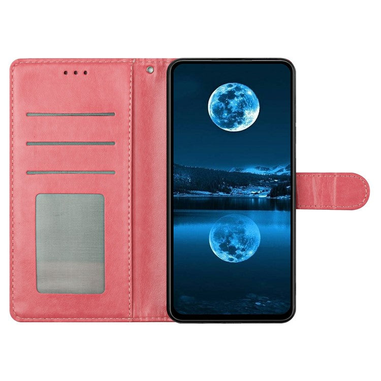 For Xiaomi Poco C75 4G / Redmi 14R 5G / 14C 4G Leather Phone Case Wallet Stand Cover with Handy Strap - Pink