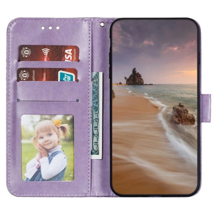 For Google Pixel 8 Case Lace Flowers PU Leather Flip Wallet Phone Cover - Purple