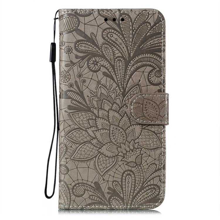 For Google Pixel 8 Pro Case Lace Flowers PU Leather Flip Wallet Phone Cover - Grey