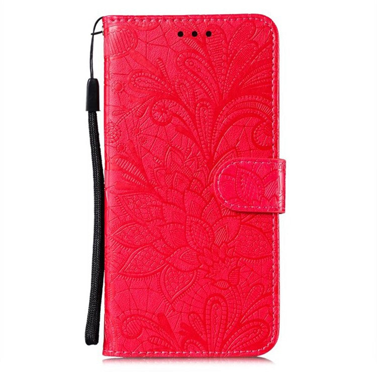 For Google Pixel 8 Pro Case Lace Flowers PU Leather Flip Wallet Phone Cover - Red