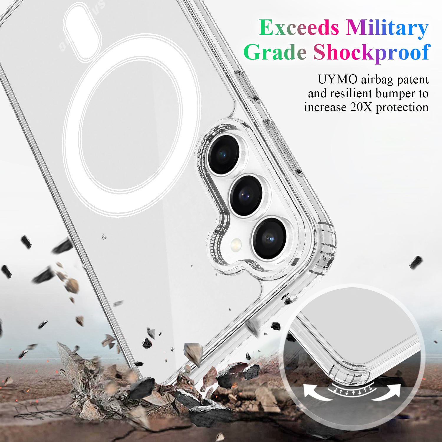 For Samsung Galaxy S24 FE Case Compatible with MagSafe TPU+Acrylic Clear Back Phone Cover - Transparent