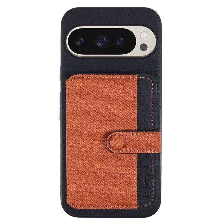 For Google Pixel 9 Pro XL Phone Case Adhesive Card Bag Color Matching with Kickstand - Brown