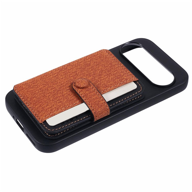 For Google Pixel 9 Pro XL Phone Case Adhesive Card Bag Color Matching with Kickstand - Brown