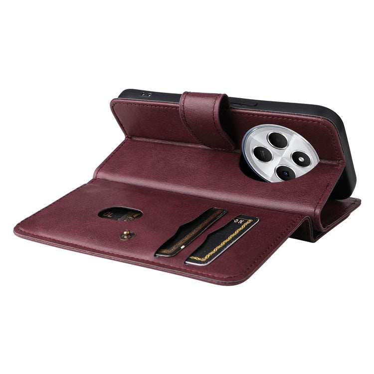 KT Multi-Functional Series-1 For Xiaomi Poco C75 4G / Redmi 14R 5G / 14C 4G Case 10 Card Holder Leather Phone Cover Stand - Wine Red