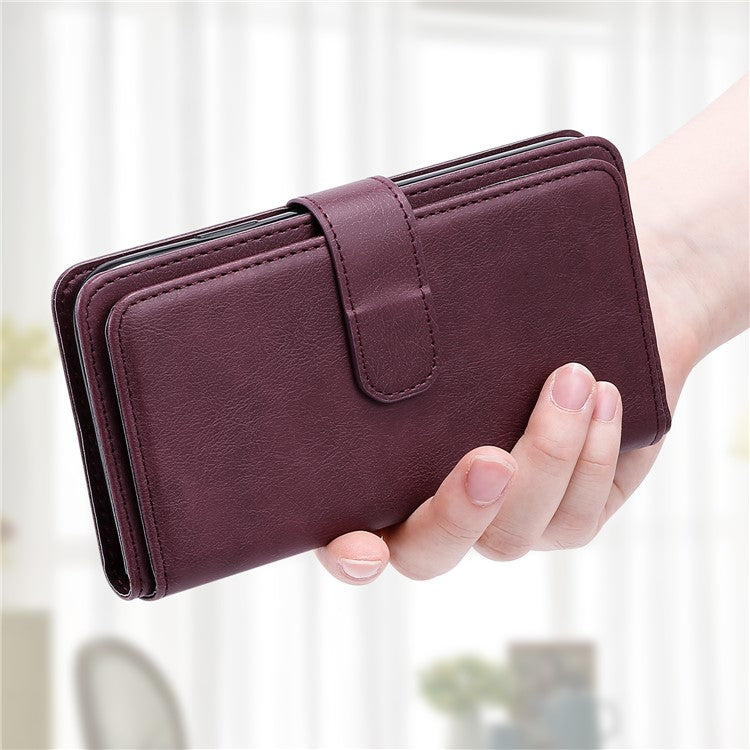 KT Multi-Functional Series-1 For Xiaomi Poco C75 4G / Redmi 14R 5G / 14C 4G Case 10 Card Holder Leather Phone Cover Stand - Wine Red