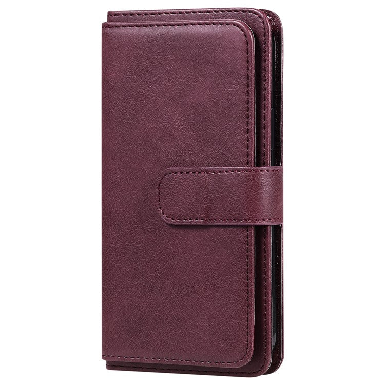 KT Multi-Functional Series-1 For Xiaomi Poco C75 4G / Redmi 14R 5G / 14C 4G Case 10 Card Holder Leather Phone Cover Stand - Wine Red