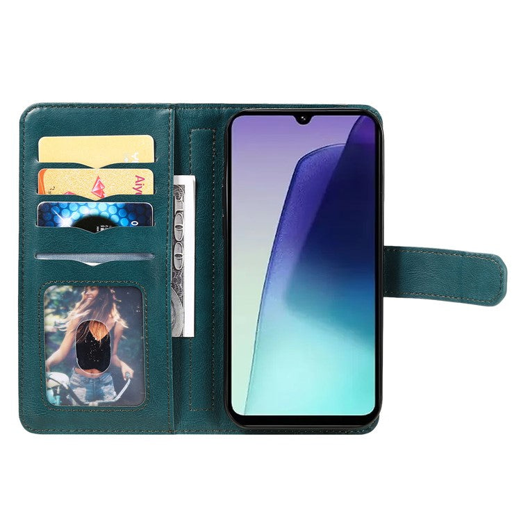 KT Multi-Functional Series-1 For Xiaomi Poco C75 4G / Redmi 14R 5G / 14C 4G Case 10 Card Holder Leather Phone Cover Stand - Green