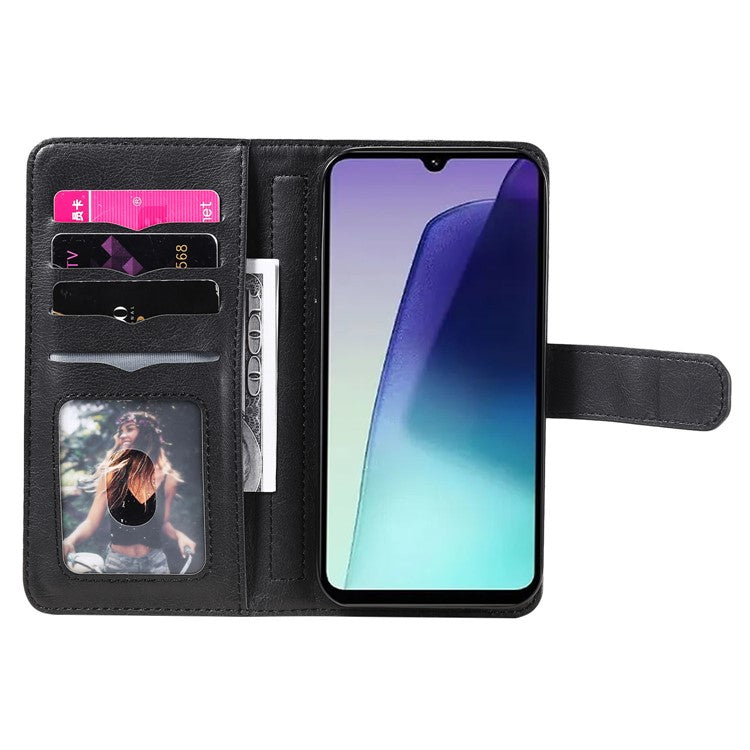 KT Multi-Functional Series-1 For Xiaomi Poco C75 4G / Redmi 14R 5G / 14C 4G Case 10 Card Holder Leather Phone Cover Stand - Black