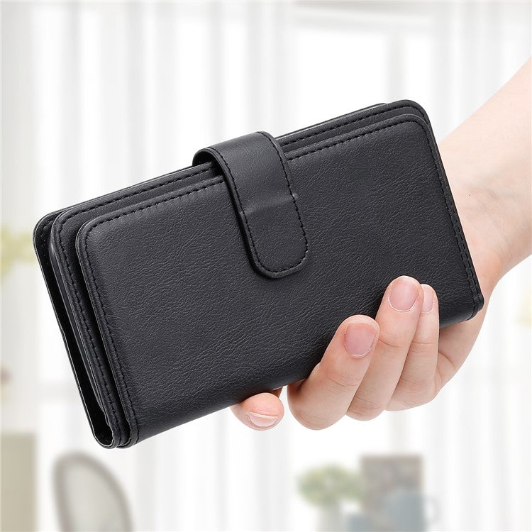 KT Multi-Functional Series-1 For Xiaomi Poco C75 4G / Redmi 14R 5G / 14C 4G Case 10 Card Holder Leather Phone Cover Stand - Black