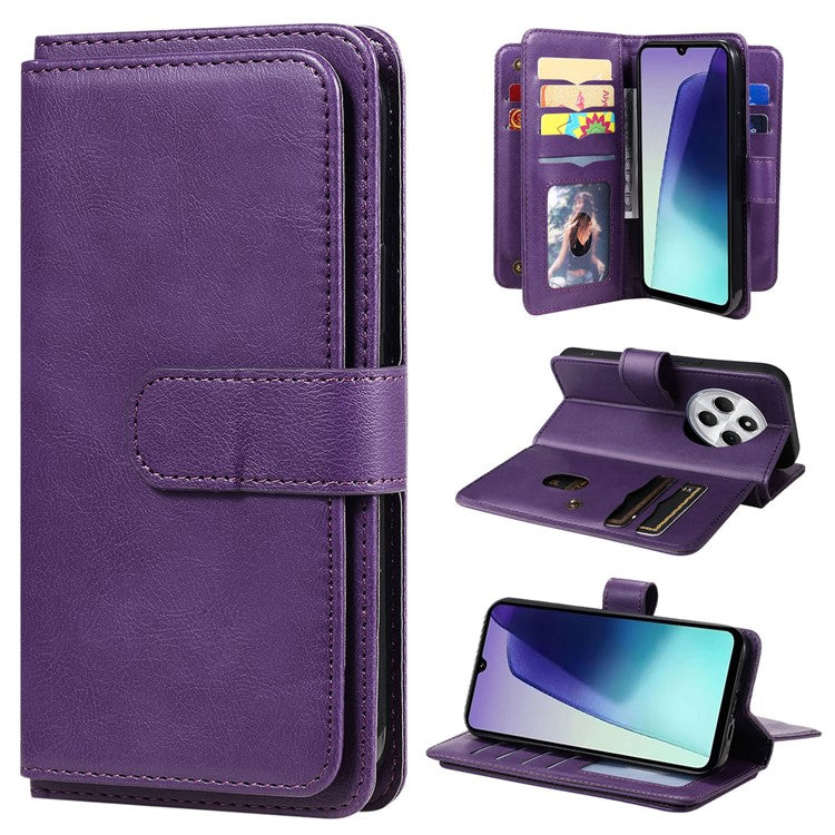 KT Multi-Functional Series-1 For Xiaomi Poco C75 4G / Redmi 14R 5G / 14C 4G Case 10 Card Holder Leather Phone Cover Stand - Purple