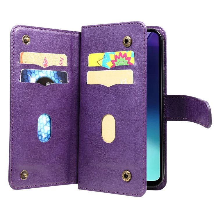 KT Multi-Functional Series-1 For Xiaomi Poco C75 4G / Redmi 14R 5G / 14C 4G Case 10 Card Holder Leather Phone Cover Stand - Purple