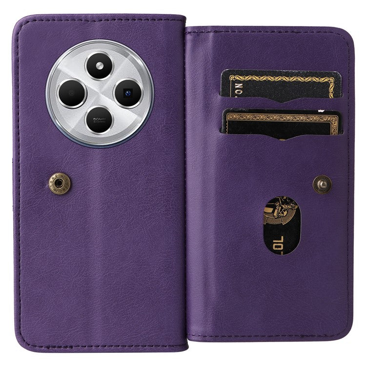 KT Multi-Functional Series-1 For Xiaomi Poco C75 4G / Redmi 14R 5G / 14C 4G Case 10 Card Holder Leather Phone Cover Stand - Purple