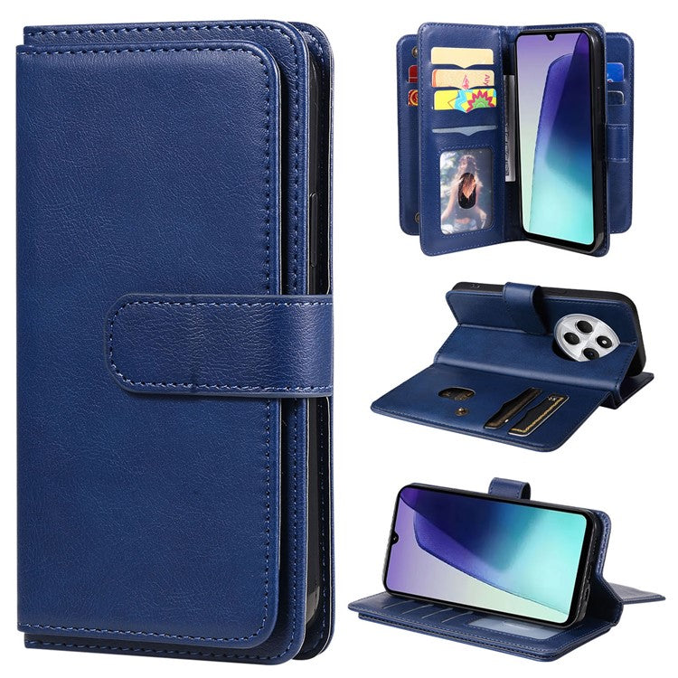 KT Multi-Functional Series-1 For Xiaomi Poco C75 4G / Redmi 14R 5G / 14C 4G Case 10 Card Holder Leather Phone Cover Stand - Blue