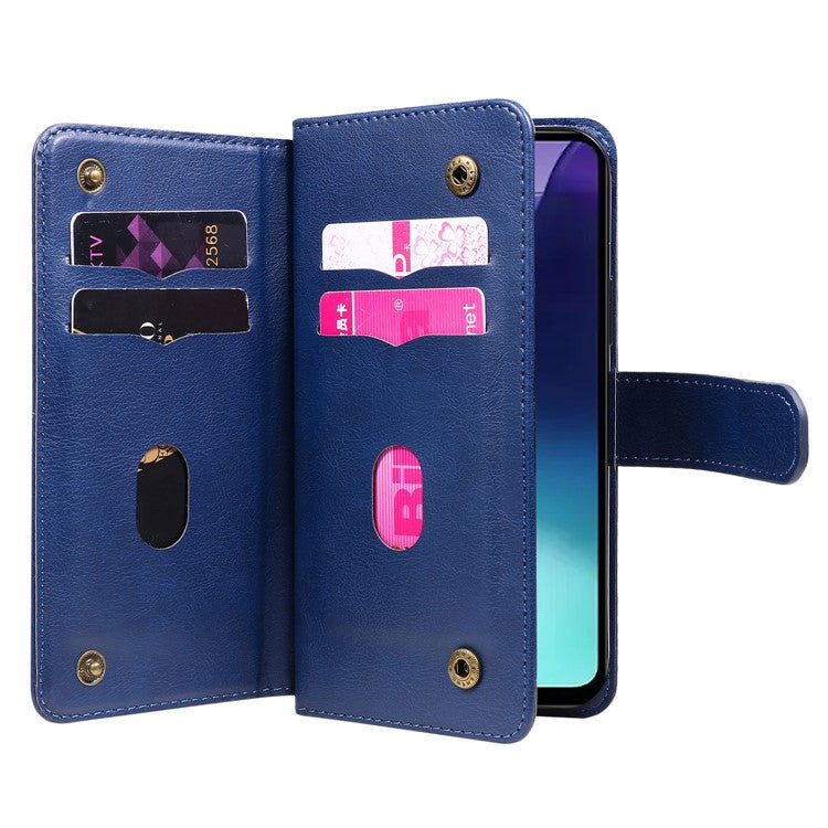 KT Multi-Functional Series-1 For Xiaomi Poco C75 4G / Redmi 14R 5G / 14C 4G Case 10 Card Holder Leather Phone Cover Stand - Blue