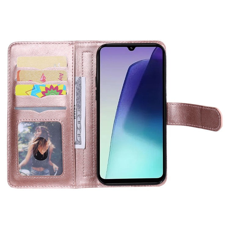 KT Multi-Functional Series-1 For Xiaomi Poco C75 4G / Redmi 14R 5G / 14C 4G Case 10 Card Holder Leather Phone Cover Stand - Rose Gold