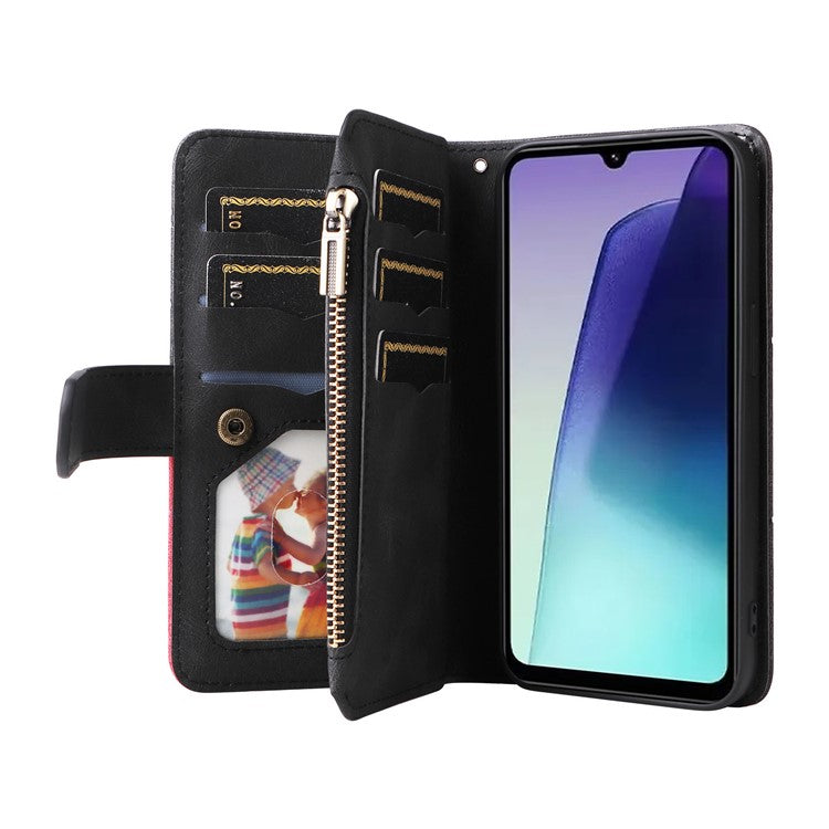 KT Multi-Function Series-5 For Xiaomi Poco C75 4G / Redmi 14R 5G / 14C 4G Case Zipper Wallet Leather Phone Cover Stand - Black