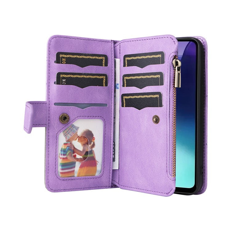 KT Multi-Function Series-5 For Xiaomi Poco C75 4G / Redmi 14R 5G / 14C 4G Case Zipper Wallet Leather Phone Cover Stand - Light Purple