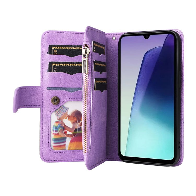 KT Multi-Function Series-5 For Xiaomi Poco C75 4G / Redmi 14R 5G / 14C 4G Case Zipper Wallet Leather Phone Cover Stand - Light Purple