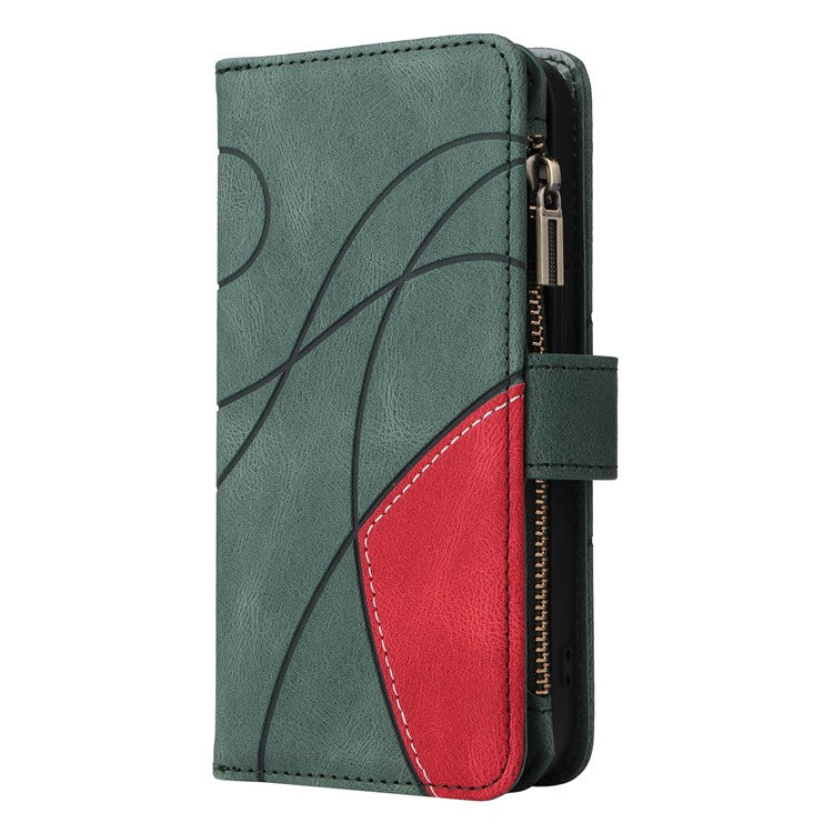 KT Multi-Function Series-5 For Xiaomi Poco C75 4G / Redmi 14R 5G / 14C 4G Case Zipper Wallet Leather Phone Cover Stand - Green