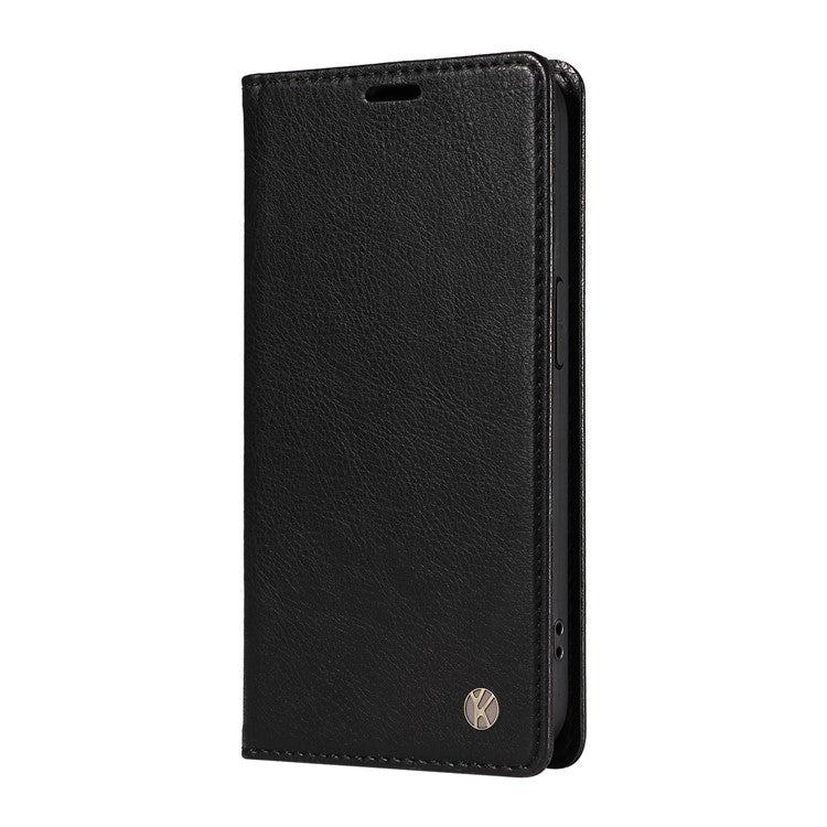 YIKATU YK-006 For Xiaomi Poco C75 4G / Redmi 14R 5G / 14C 4G Case Wallet Litchi Grain Leather Phone Cover Magnetic Auto-Absorbed - Black