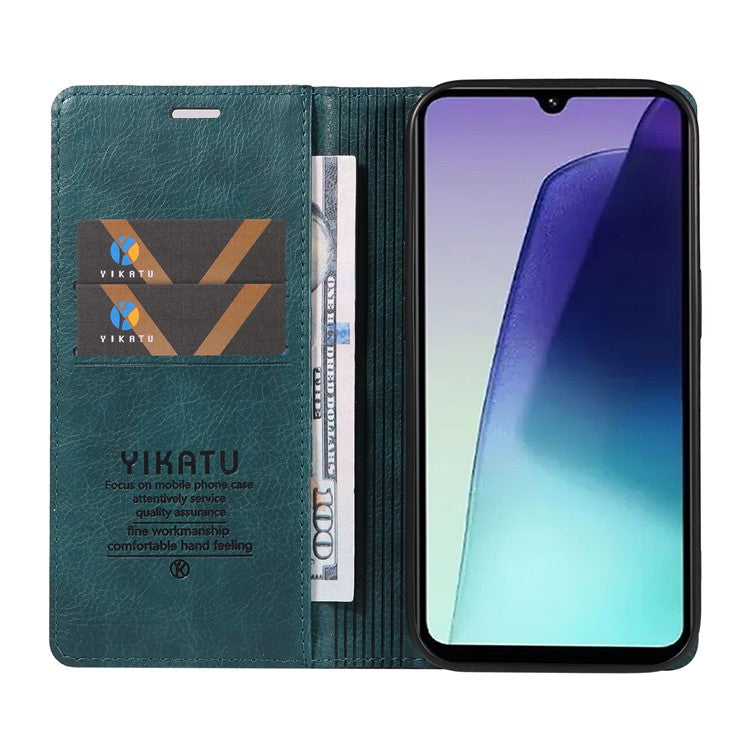 YIKATU YK-006 For Xiaomi Poco C75 4G / Redmi 14R 5G / 14C 4G Case Wallet Litchi Grain Leather Phone Cover Magnetic Auto-Absorbed - Blue