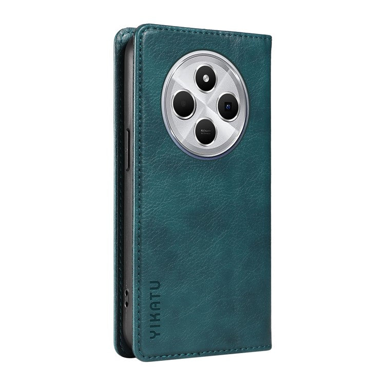 YIKATU YK-006 For Xiaomi Poco C75 4G / Redmi 14R 5G / 14C 4G Case Wallet Litchi Grain Leather Phone Cover Magnetic Auto-Absorbed - Blue