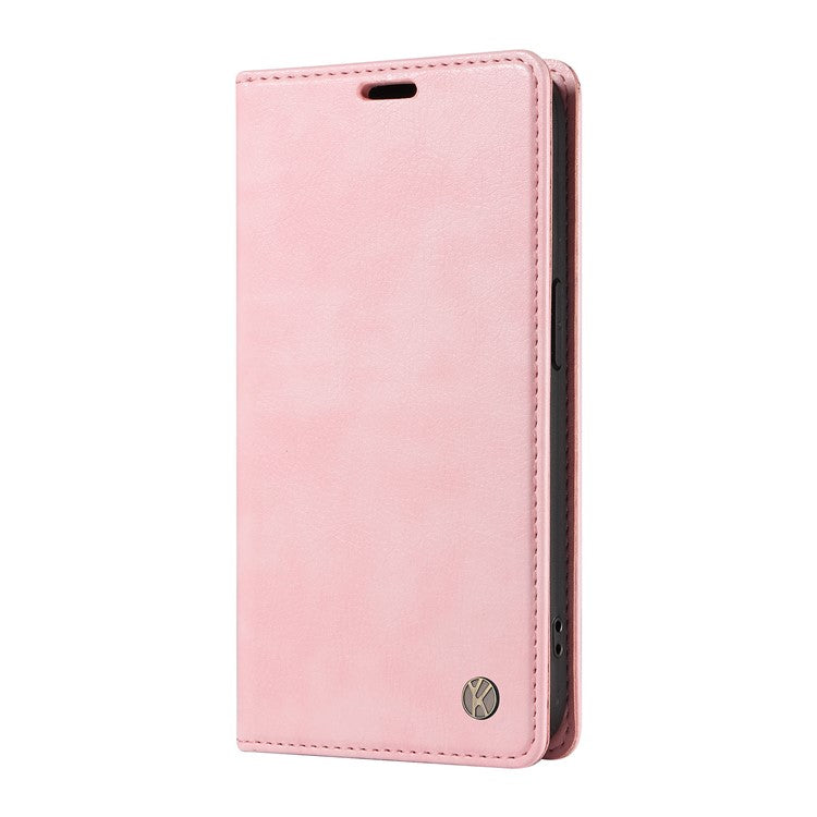 YIKATU YK-006 For Xiaomi Poco C75 4G / Redmi 14R 5G / 14C 4G Case Wallet Litchi Grain Leather Phone Cover Magnetic Auto-Absorbed - Pink