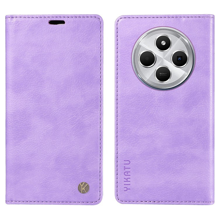 YIKATU YK-006 For Xiaomi Poco C75 4G / Redmi 14R 5G / 14C 4G Case Wallet Litchi Grain Leather Phone Cover Magnetic Auto-Absorbed - Purple