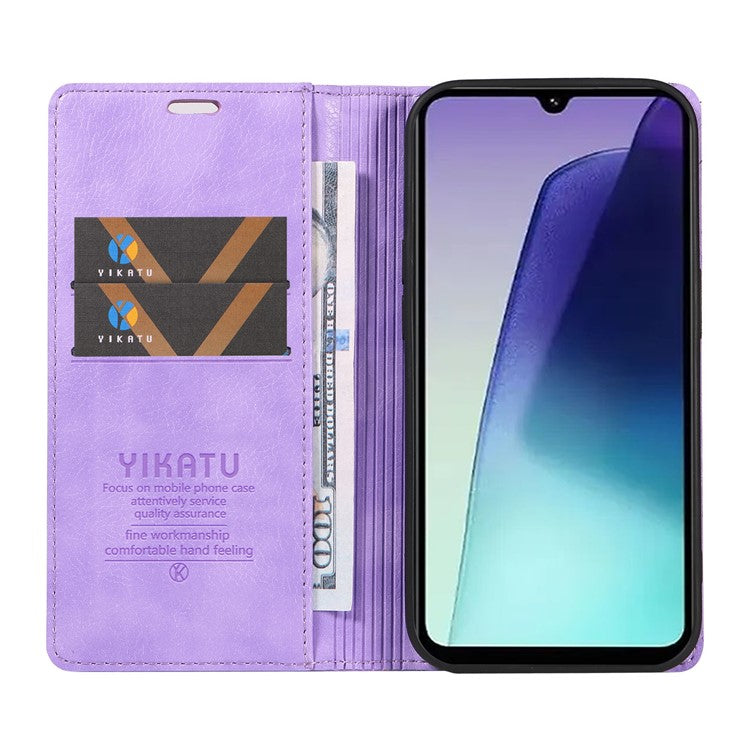 YIKATU YK-006 For Xiaomi Poco C75 4G / Redmi 14R 5G / 14C 4G Case Wallet Litchi Grain Leather Phone Cover Magnetic Auto-Absorbed - Purple