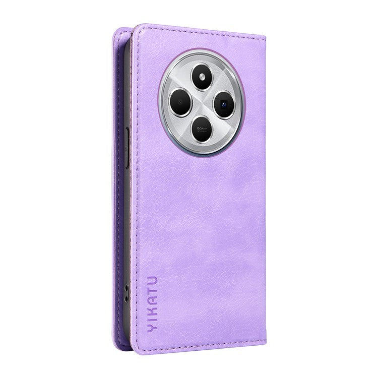 YIKATU YK-006 For Xiaomi Poco C75 4G / Redmi 14R 5G / 14C 4G Case Wallet Litchi Grain Leather Phone Cover Magnetic Auto-Absorbed - Purple