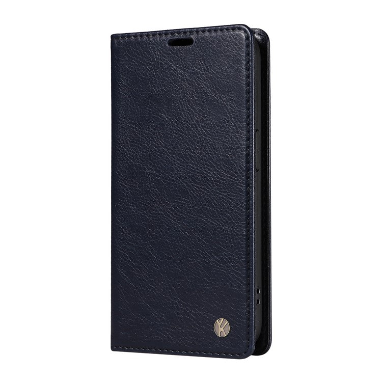 YIKATU YK-006 For Xiaomi Poco C75 4G / Redmi 14R 5G / 14C 4G Case Wallet Litchi Grain Leather Phone Cover Magnetic Auto-Absorbed - Navy Blue