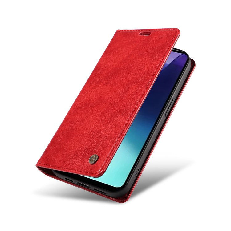 YIKATU YK-006 For Xiaomi Poco C75 4G / Redmi 14R 5G / 14C 4G Case Wallet Litchi Grain Leather Phone Cover Magnetic Auto-Absorbed - Red