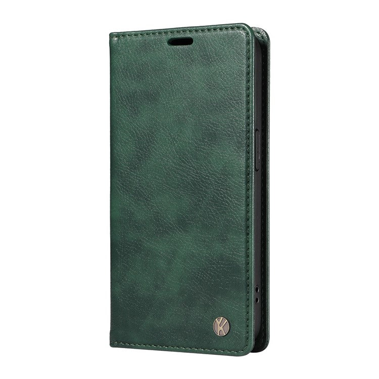 YIKATU YK-006 For Xiaomi Poco C75 4G / Redmi 14R 5G / 14C 4G Case Wallet Litchi Grain Leather Phone Cover Magnetic Auto-Absorbed - Green