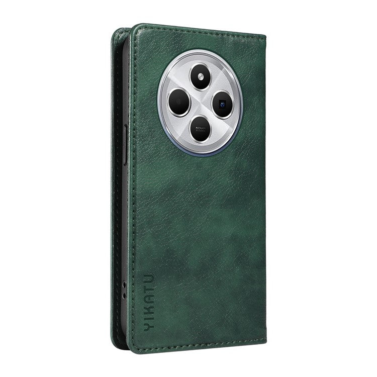 YIKATU YK-006 For Xiaomi Poco C75 4G / Redmi 14R 5G / 14C 4G Case Wallet Litchi Grain Leather Phone Cover Magnetic Auto-Absorbed - Green